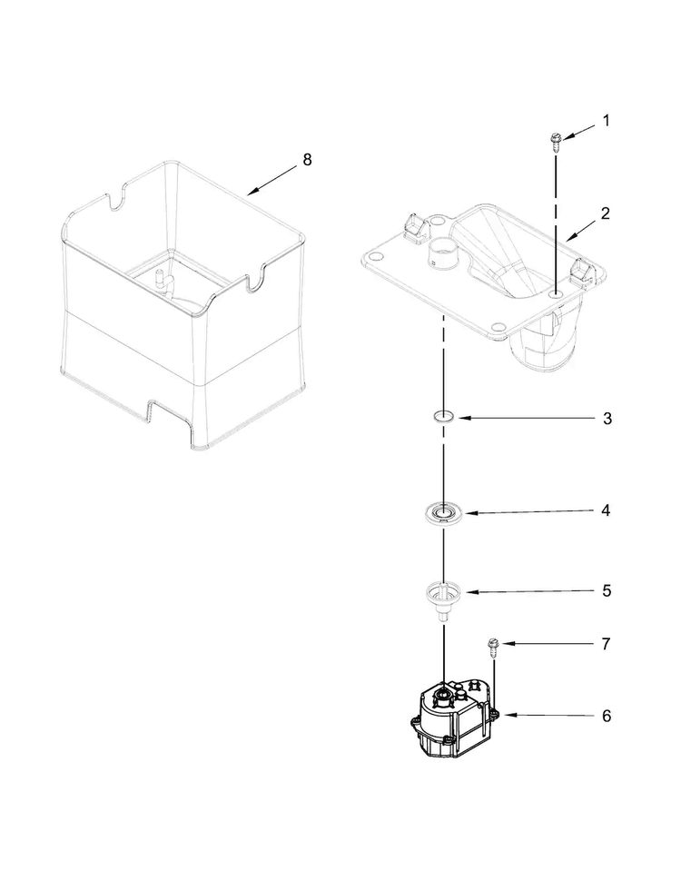 Motor And Ice Container Parts Diagram and Parts List for WRF736SDAW13  Whirlpool Refrigerator