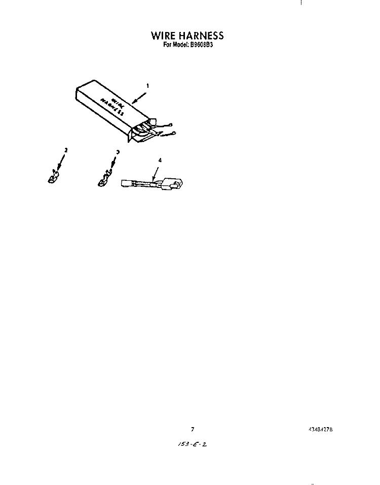 WIRE HARNESS Diagram and Parts List for B9608W3  Roper Wall Oven