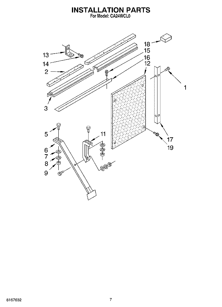 INSTALLATION Diagram and Parts List for CA24WCL0  Crosley Air Conditioner