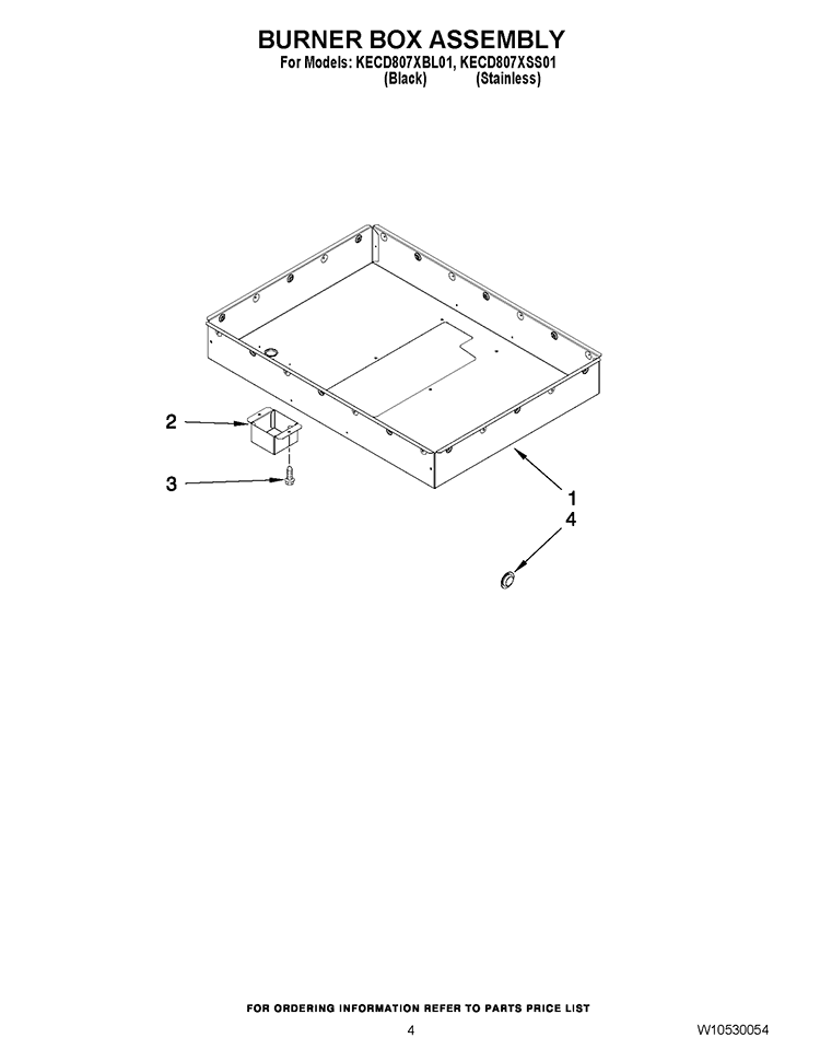 BURNER BOX ASSEMBLY Diagram and Parts List for KECD807XSS01  KitchenAid Cooktop