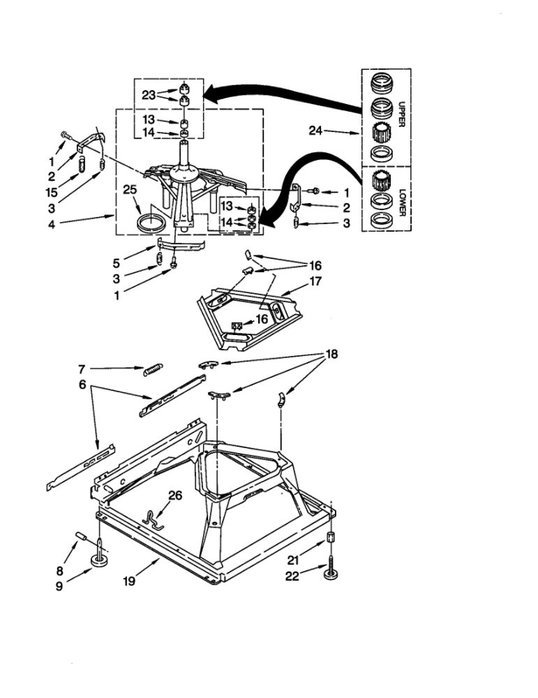Machine Base Diagram and Parts List for 11021884001  Kenmore Washer