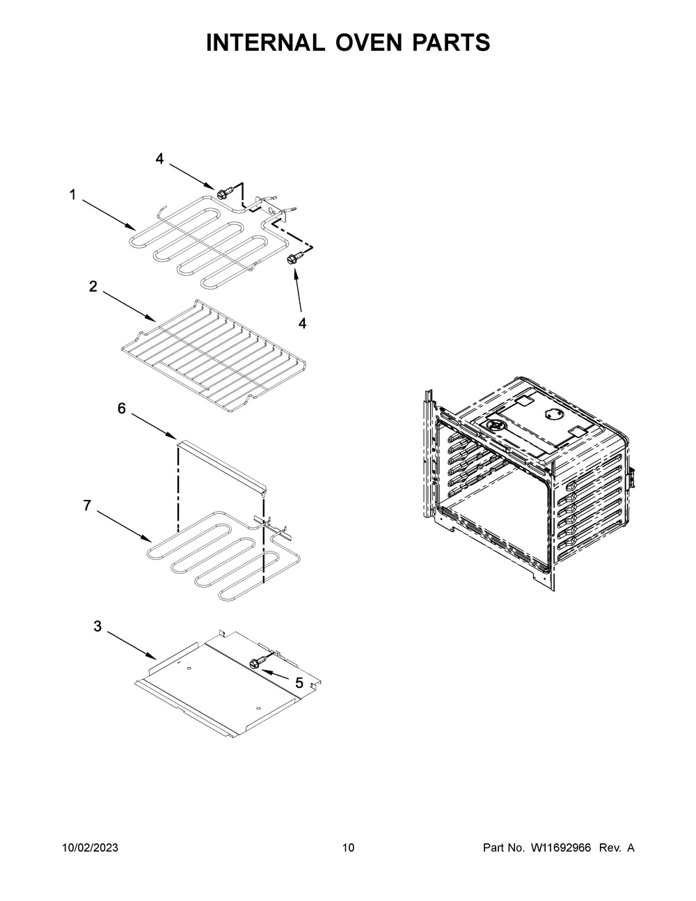 Internal Oven Parts Diagram and Parts List for WOED3030LS01  Whirlpool Wall Oven