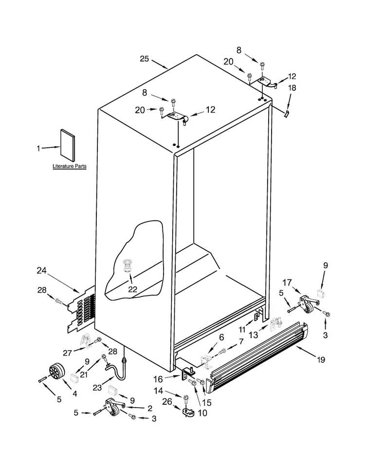 Cabinet Parts Diagram and Parts List for WRS325FNAE01  Whirlpool Refrigerator