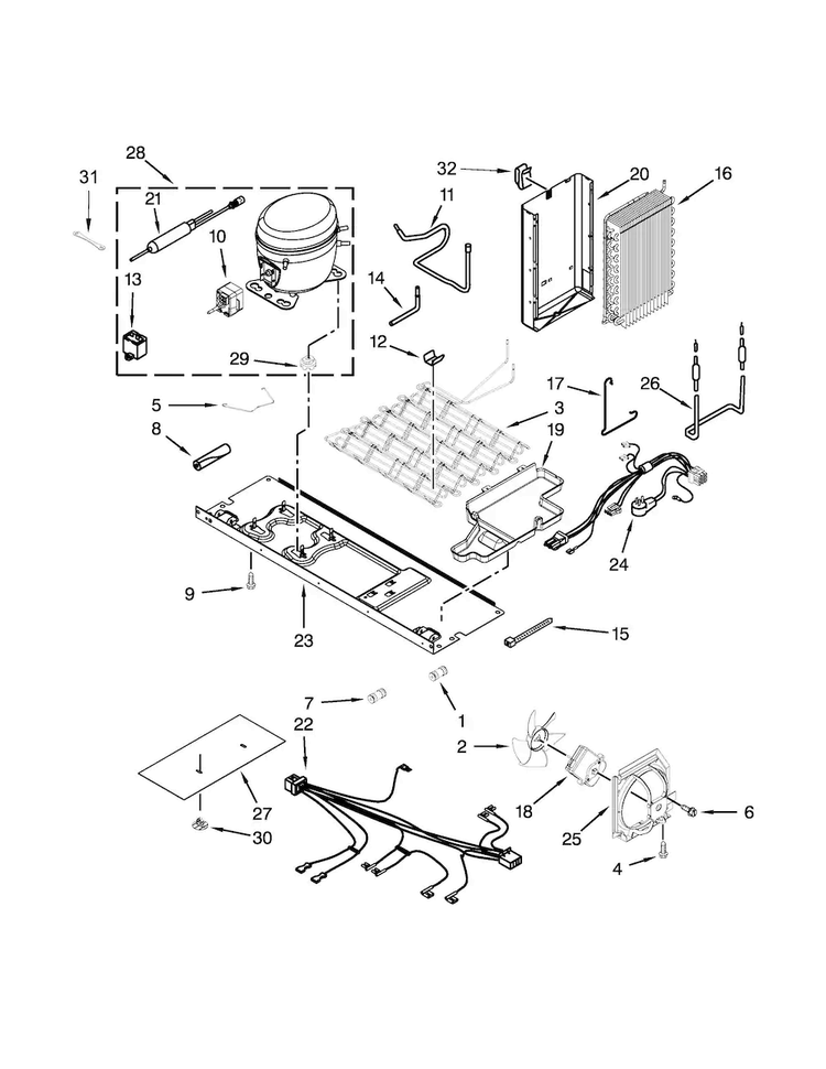 Unit Parts Diagram and Parts List for 10651782412  Kenmore Refrigerator