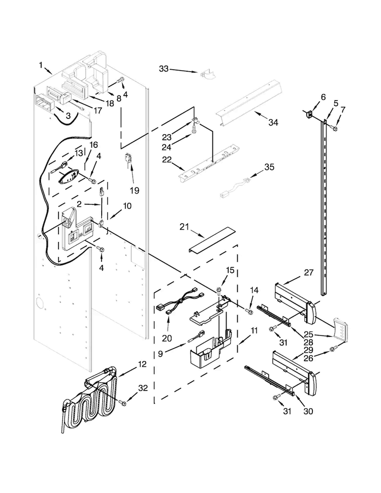 Refrigerator Liner Parts Diagram and Parts List for KBSD612ESS00  KitchenAid Refrigerator