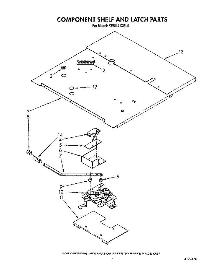 COMPONENT SHELF AND LATCH Diagram and Parts List for KEBI141XBL0  KitchenAid Wall Oven