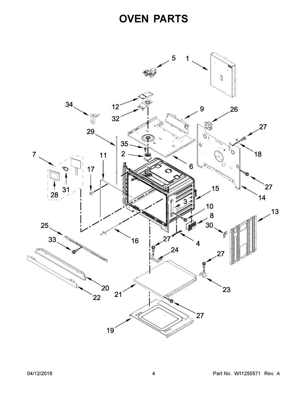 Oven Parts Diagram and Parts List for KOST100ESS03  Whirlpool Wall Oven