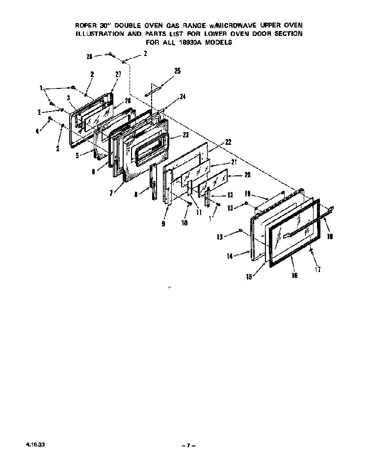 Section 7 Diagram and Parts List for 1893*0A  Roper Range