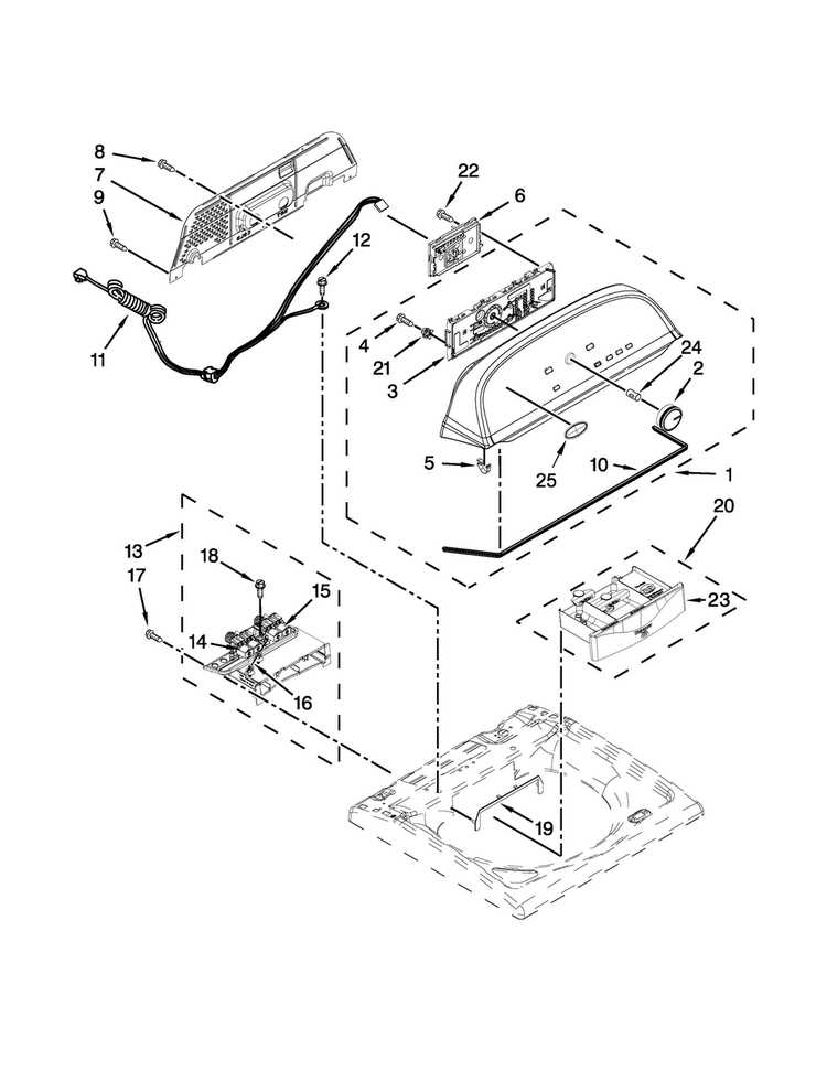 Console And Dispenser Parts Diagram and Parts List for WTW5810BW0  Whirlpool Washer