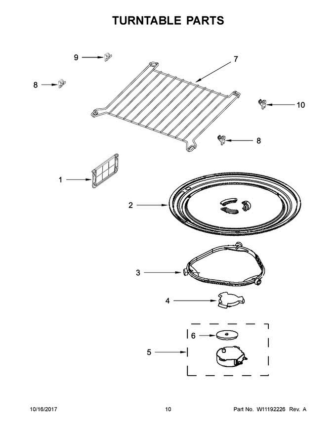 06 - Turntable Parts Diagram and Parts List for YWMH53520CE5  Whirlpool Microwave Oven Combo
