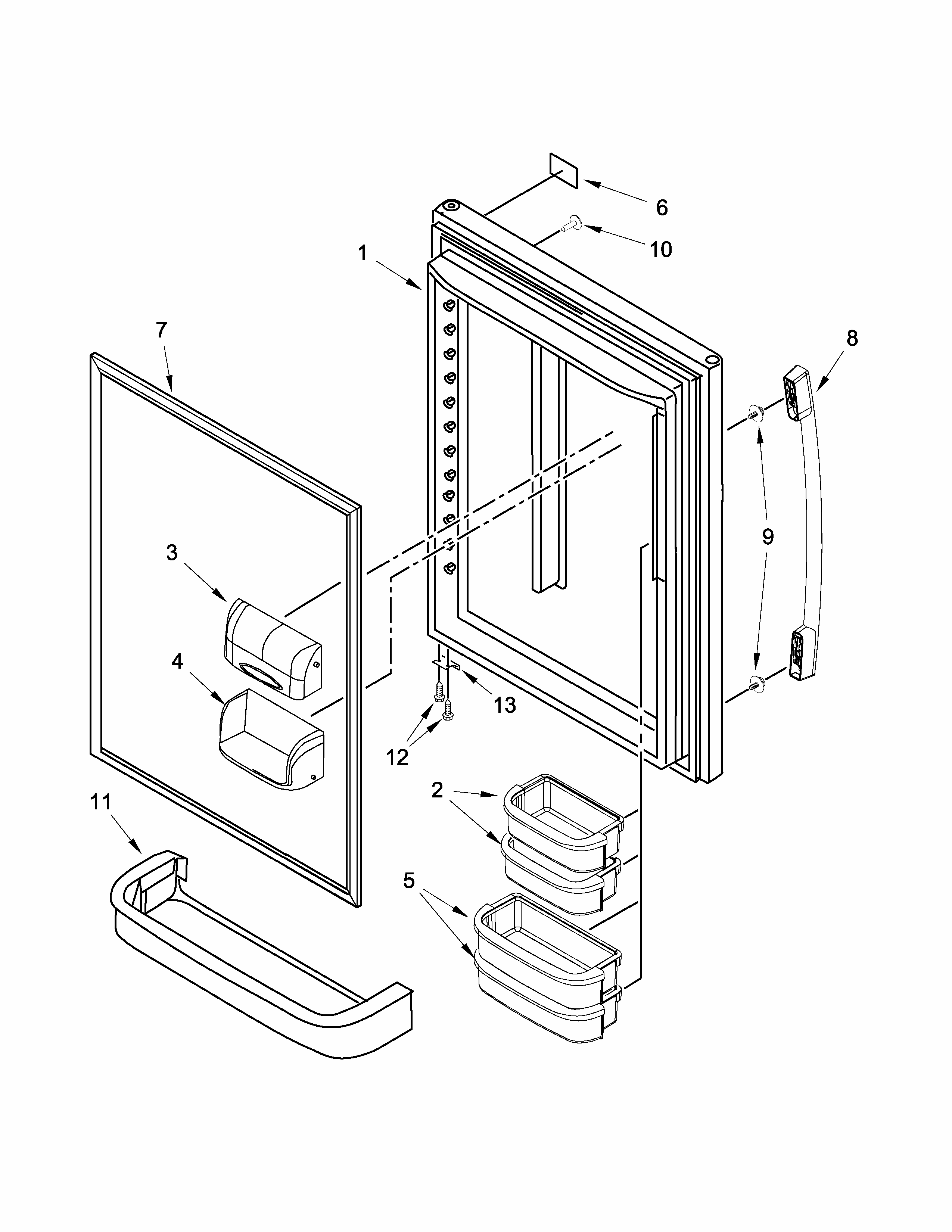Refrigerator Door Parts Diagram and Parts List for 59669313010  Kenmore Refrigerator