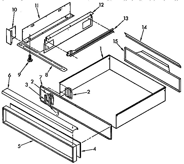 Utility Drawer And Rail Diagram and Parts List for KEDS207AL1  KitchenAid Range