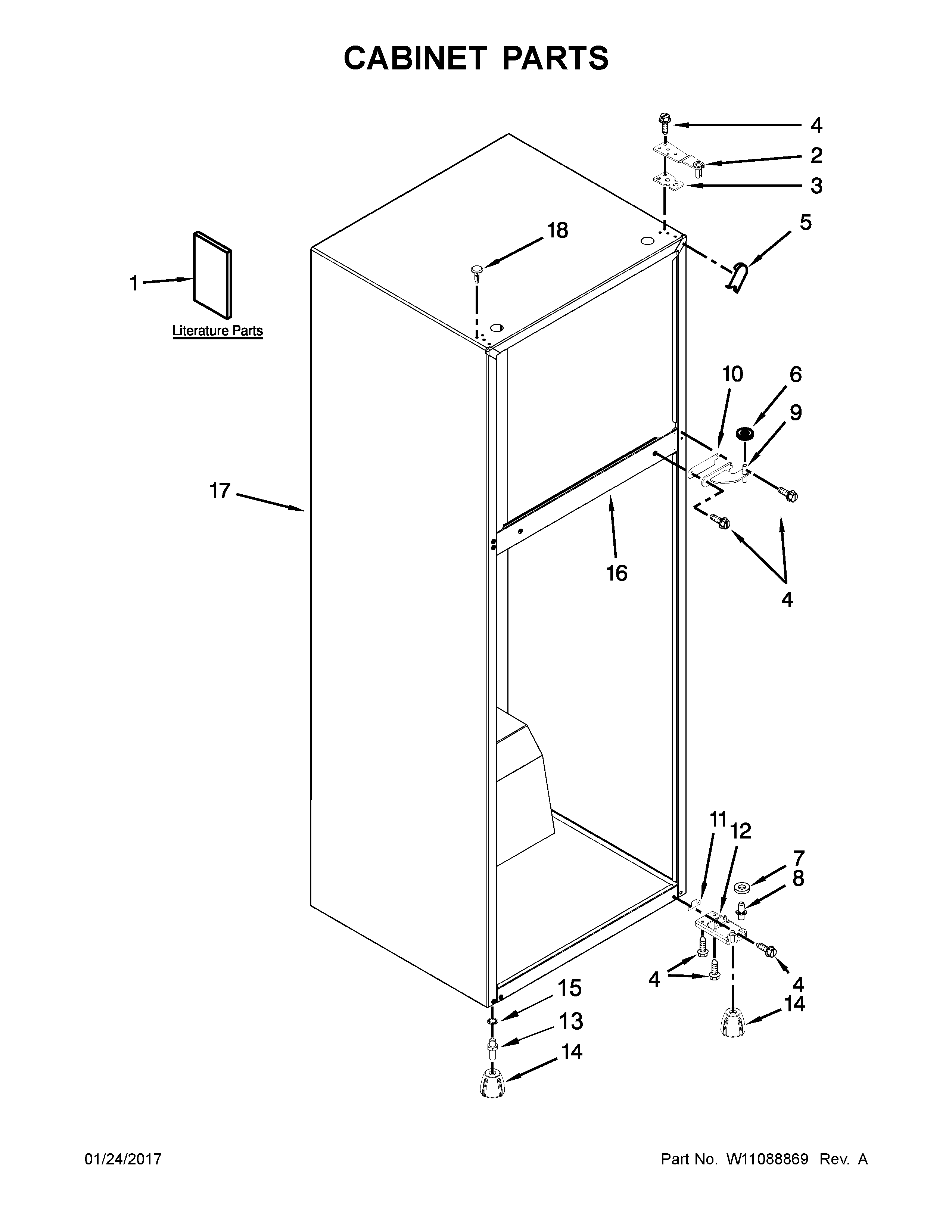 Cabinet Parts Diagram and Parts List for 10676399413  Kenmore Refrigerator