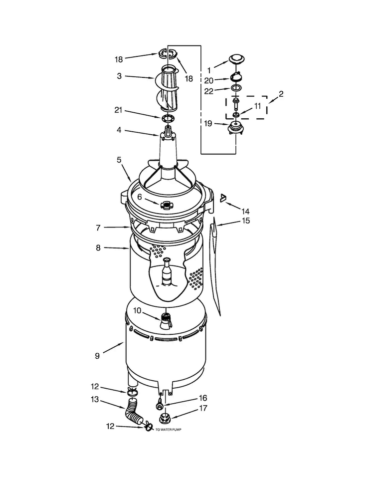 Tub And Basket Parts Diagram and Parts List for 11081432510  Kenmore Washer Dryer Combo