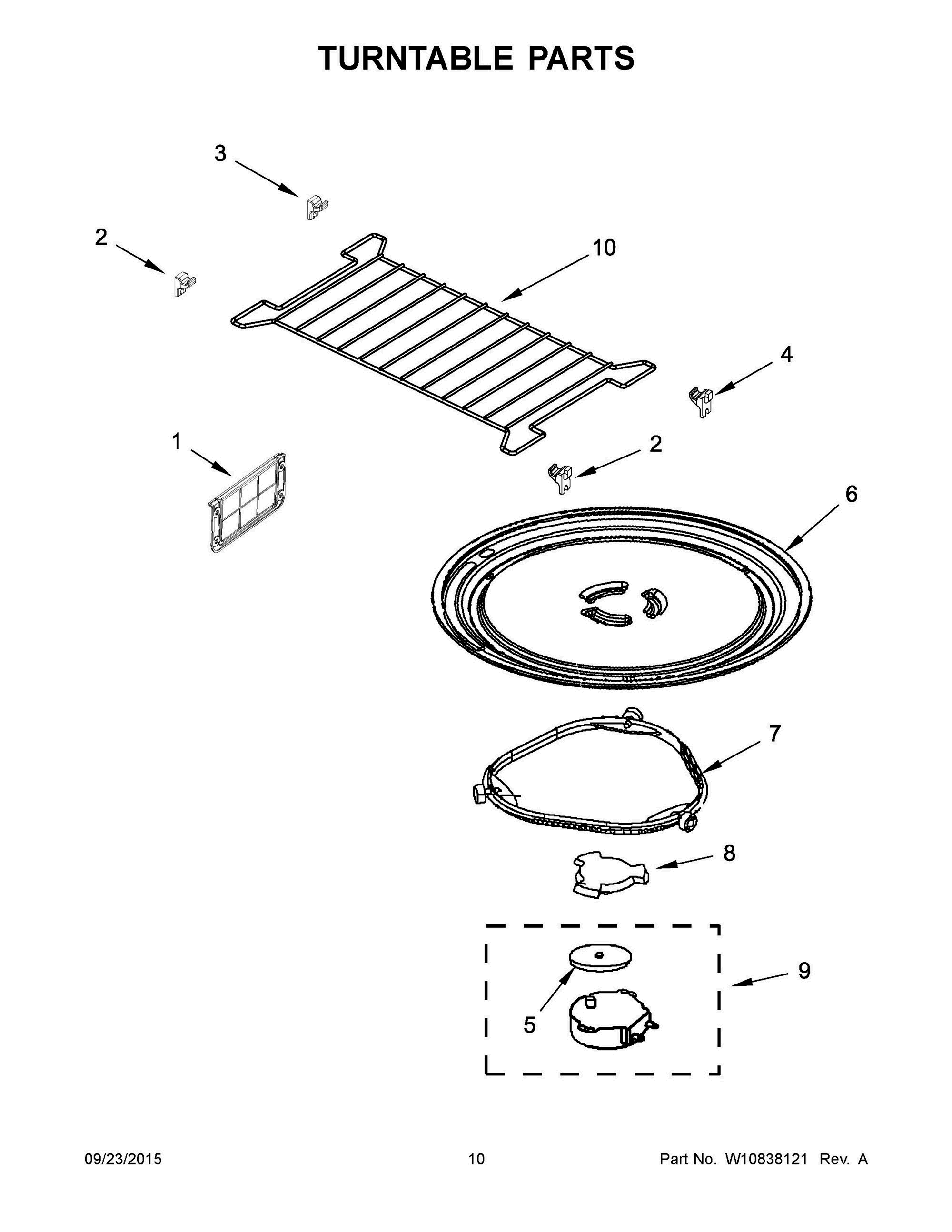 06 - TURNTABLE PARTS Diagram and Parts List for YKHMS2040BS2  Whirlpool Microwave
