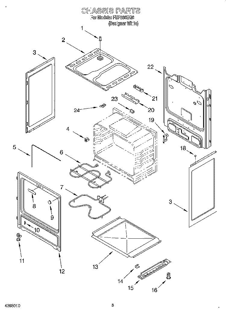 CHASSIS Diagram and Parts List for FEP330EQ0  Roper Range