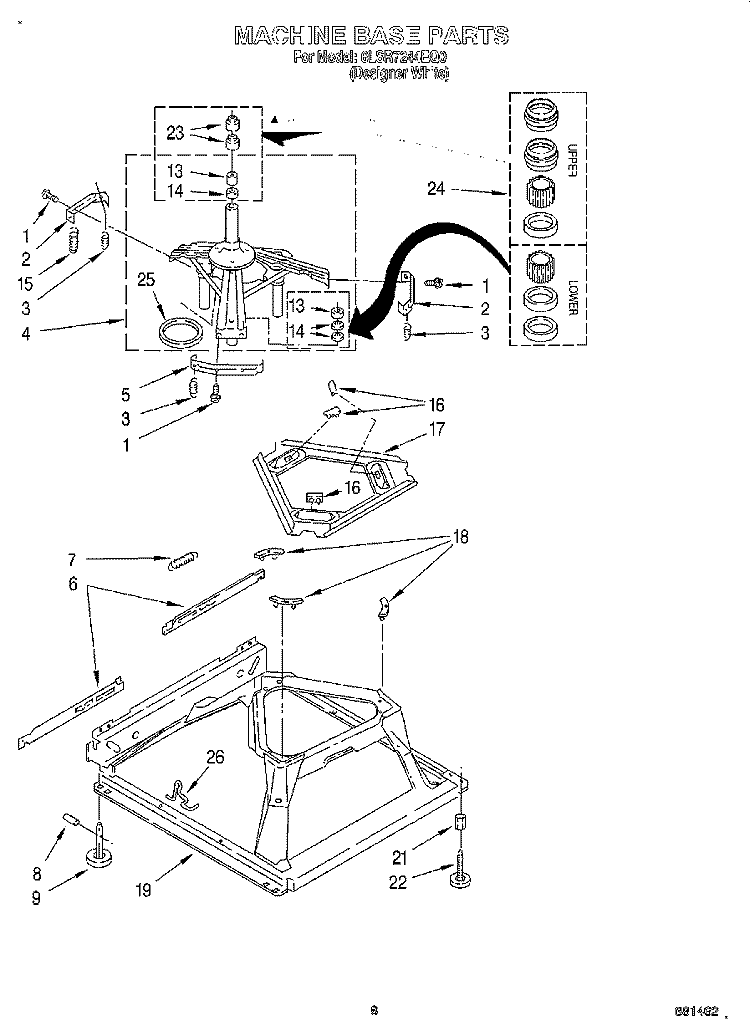 MACHINE BASE Diagram and Parts List for 6LSR7244EQ0  Whirlpool Washer