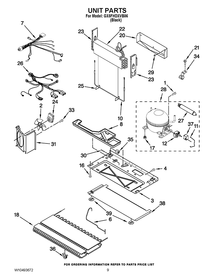 UNIT PARTS Diagram and Parts List for GX5FHDXVB06  Whirlpool Refrigerator
