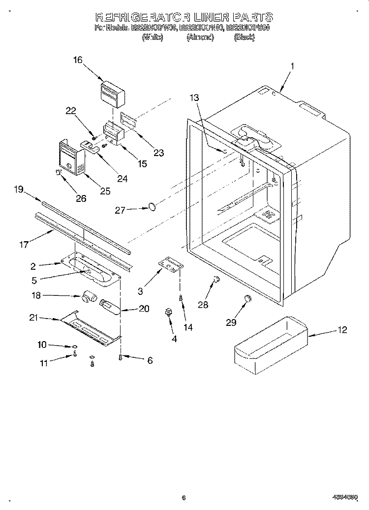 REFRIGERATOR LINER Diagram and Parts List for EB22DKXFN00  Whirlpool Refrigerator