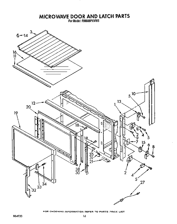 MICROWAVE DOOR AND LATCH, OPTIONAL Diagram and Parts List for RM988PXVM5  Whirlpool Microwave Oven Combo