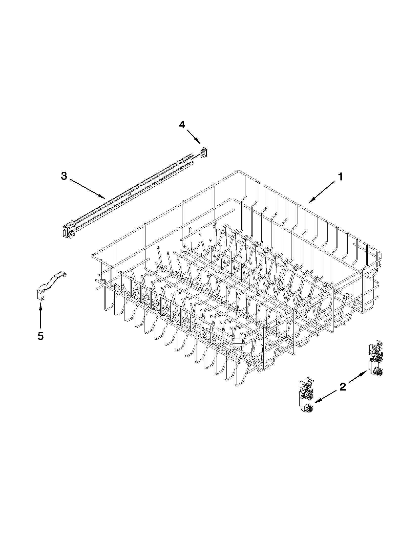 Upper Rack And Track Parts Diagram and Parts List for 66513272K112  Kenmore Dishwasher