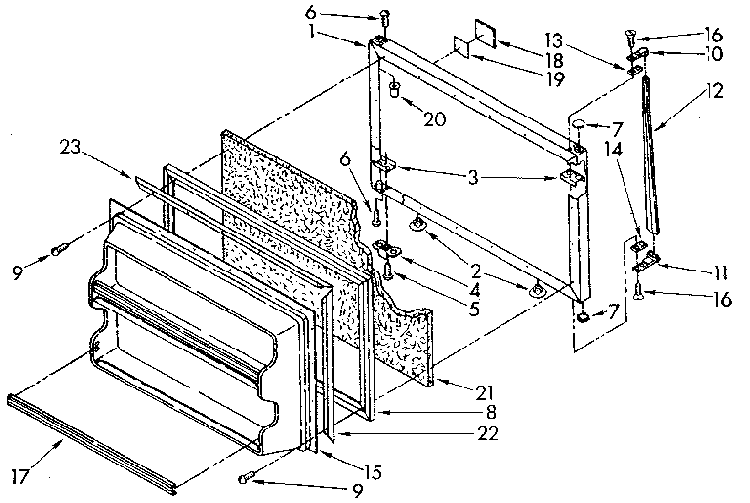 Freezer Door Diagram and Parts List for ET18NKXSN05  Whirlpool Refrigerator