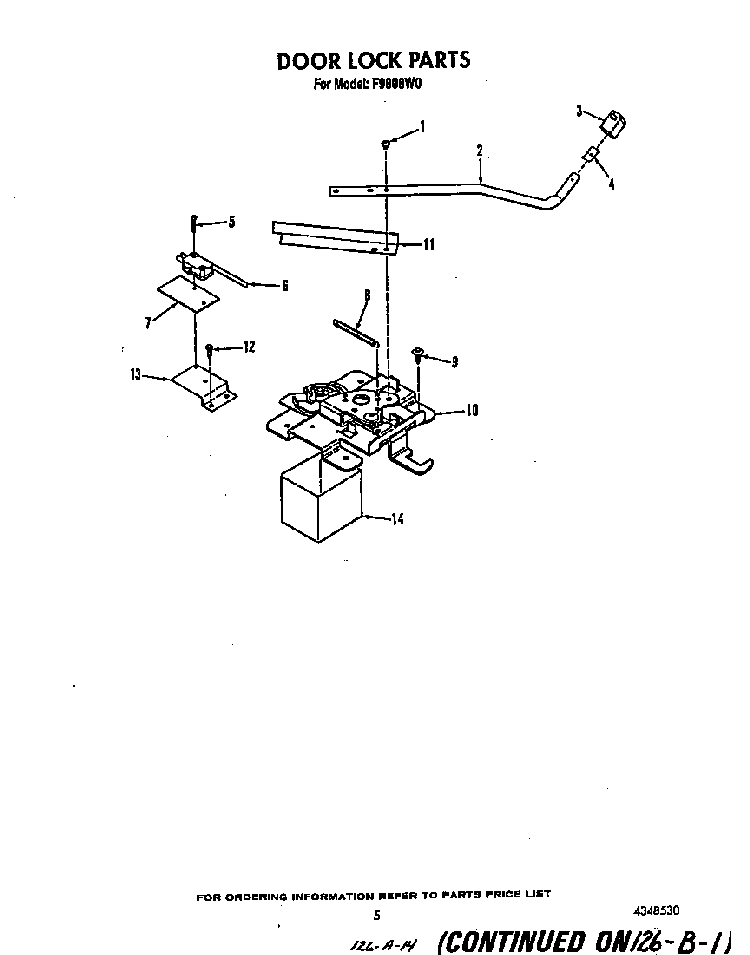 Door Lock Diagram and Parts List for F9808*0  Roper Range