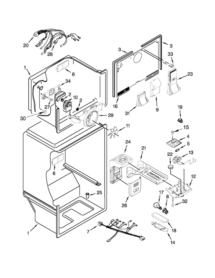Liner Parts Diagram and Parts List for 10662154111  Kenmore Refrigerator