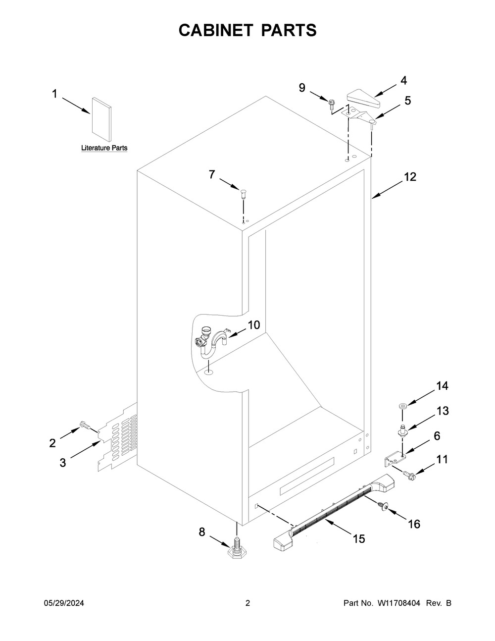 Cabinet Parts Diagram and Parts List for WZF57R16FW10  Whirlpool Freezer