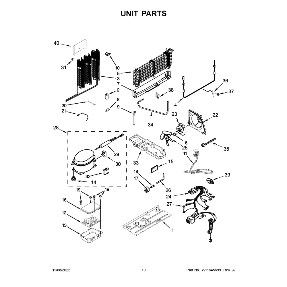 Unit Diagram and Parts List for WRF560SEHZ03  Whirlpool Refrigerator