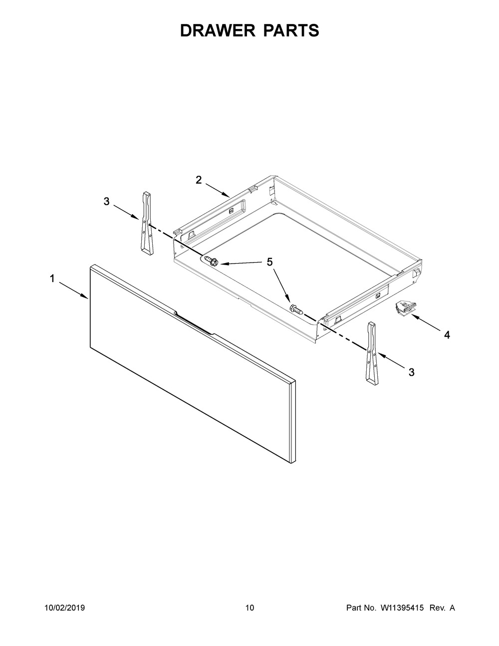 Drawer Parts Diagram and Parts List for YWFC310S0ES4  Whirlpool Range