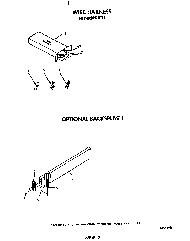 ^backsplash Diagram and Parts List for N9157*1  Roper Range