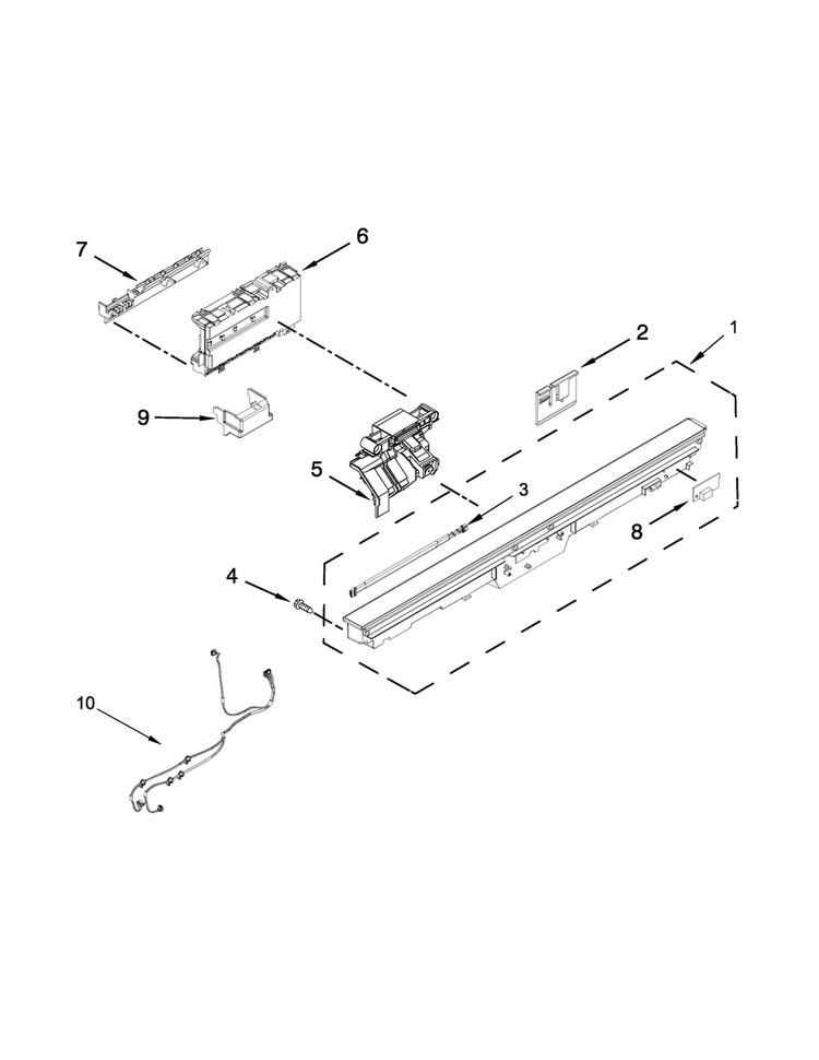 Control Panel And Latch Parts Diagram and Parts List for BLB14DRANA4  Whirlpool Dishwasher