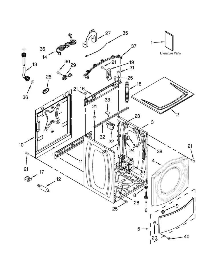 Top And Cabinet Parts Diagram and Parts List for WFW8300SW00  Whirlpool Washer