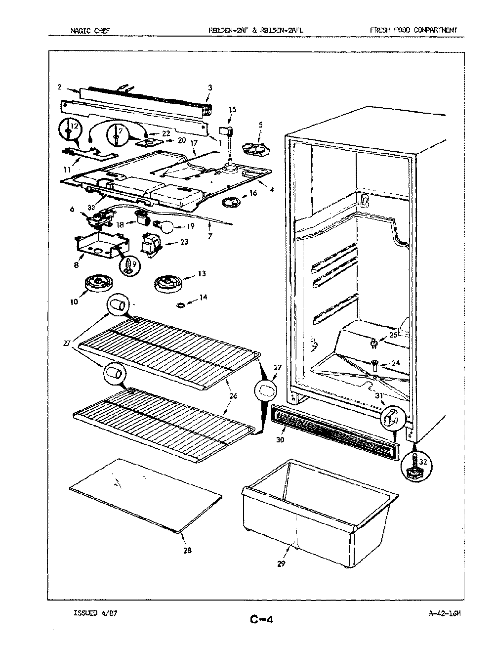 03 - Fresh Food Compartment Diagram and Parts List for RB15EA2AF  Whirlpool Refrigerator