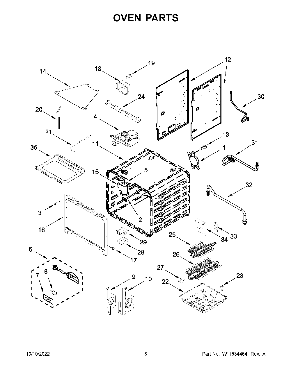 Oven Parts Diagram and Parts List for KFGC506JPA05  KitchenAid Range