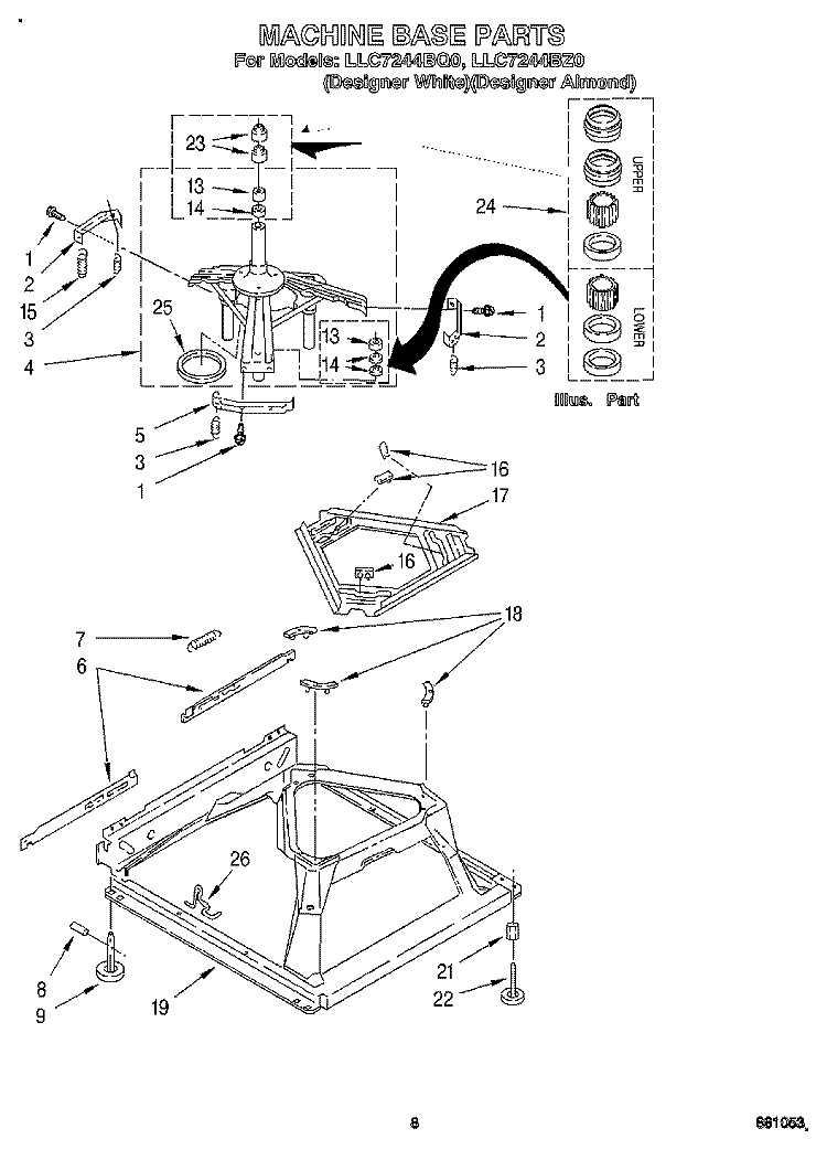 MACHINE BASE Diagram and Parts List for LLC7244BZ0  Whirlpool Washer