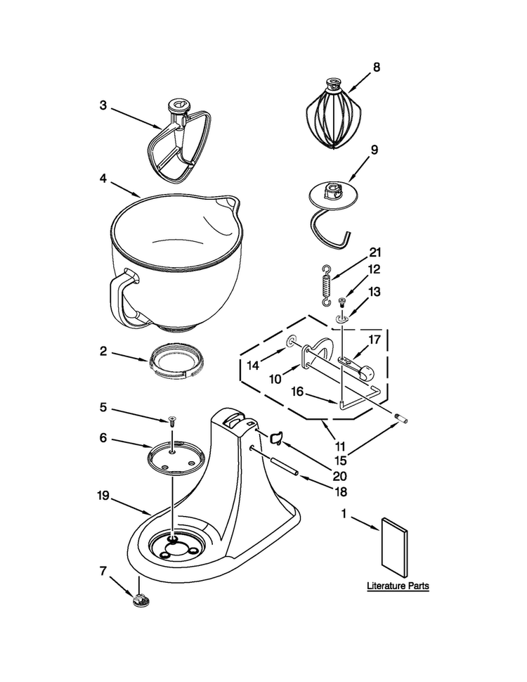 Base And Pedestal Unit Diagram and Parts List for 5KSM156AAZ0  KitchenAid Mixer