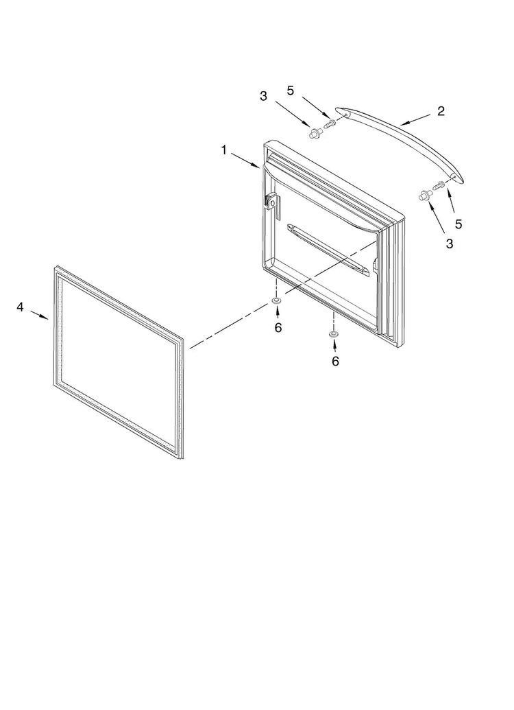 Freezer Door Parts Diagram and Parts List for KBFS25ETBL11  KitchenAid Refrigerator