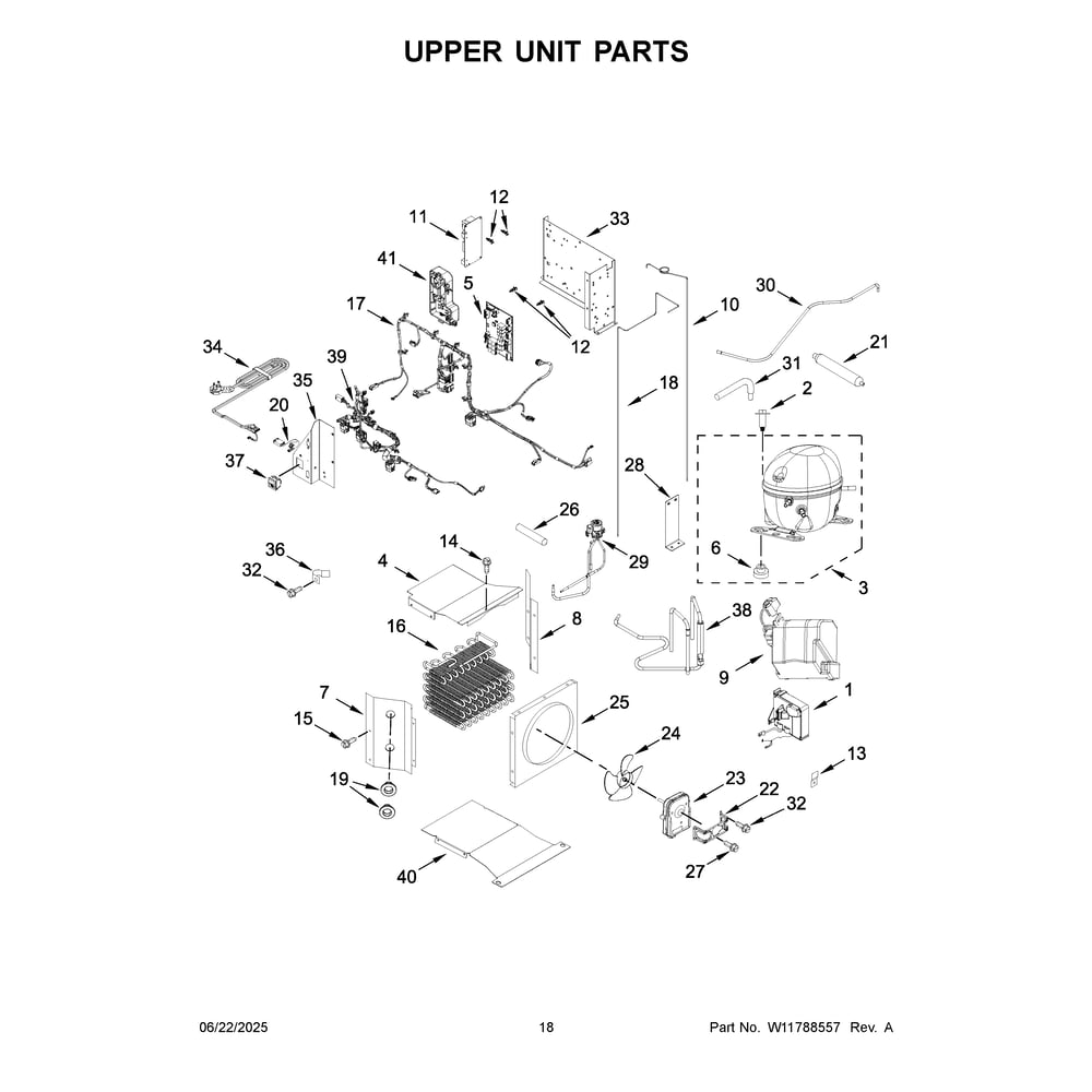 Upper Unit Parts Diagram and Parts List for KBBL306ESS06  KitchenAid Refrigerator