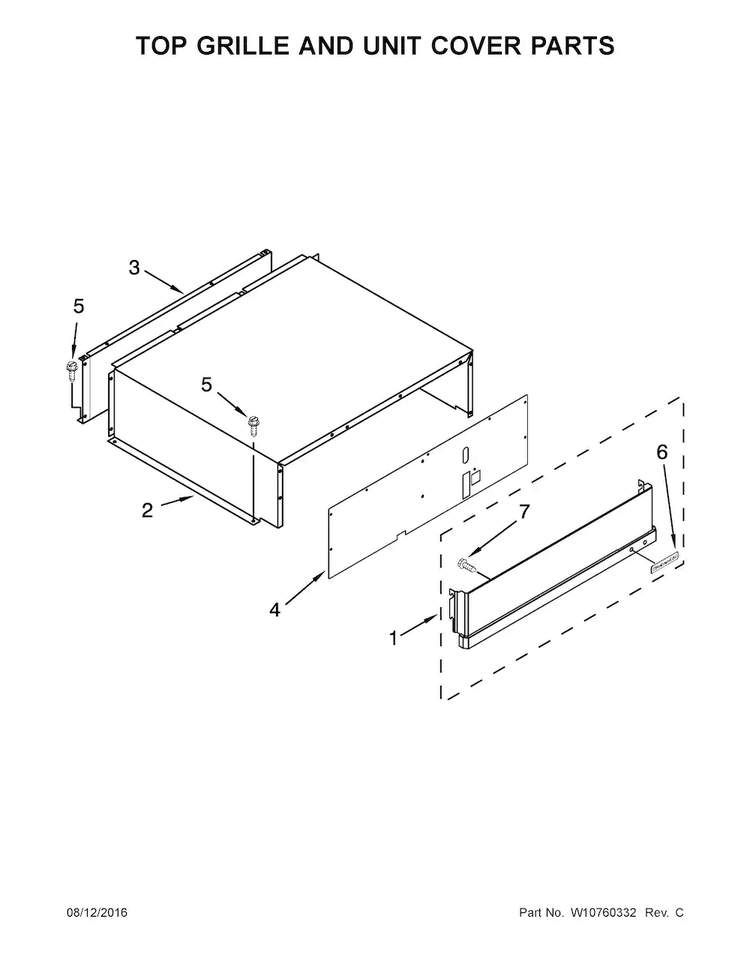 Top Grille And Unit Cover Parts Diagram and Parts List for KBFN502ESS00  KitchenAid Refrigerator