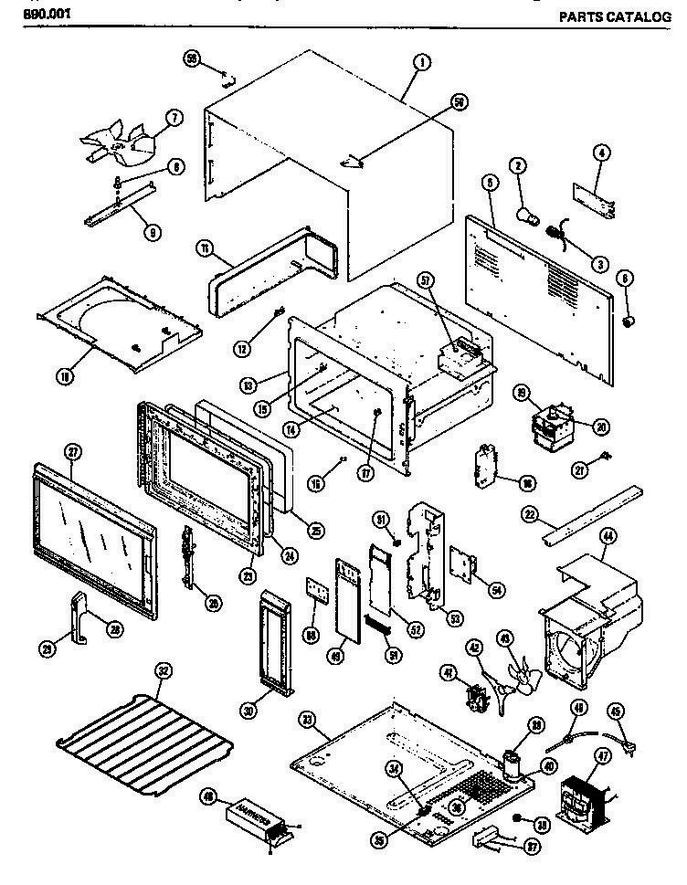01 - Page 1 Diagram and Parts List for 890001  Whirlpool Microwave Oven Combo