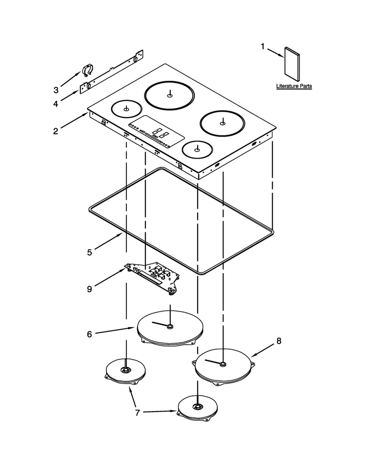 Cooktop Parts Diagram and Parts List for KICU500XSS01  KitchenAid Cooktop