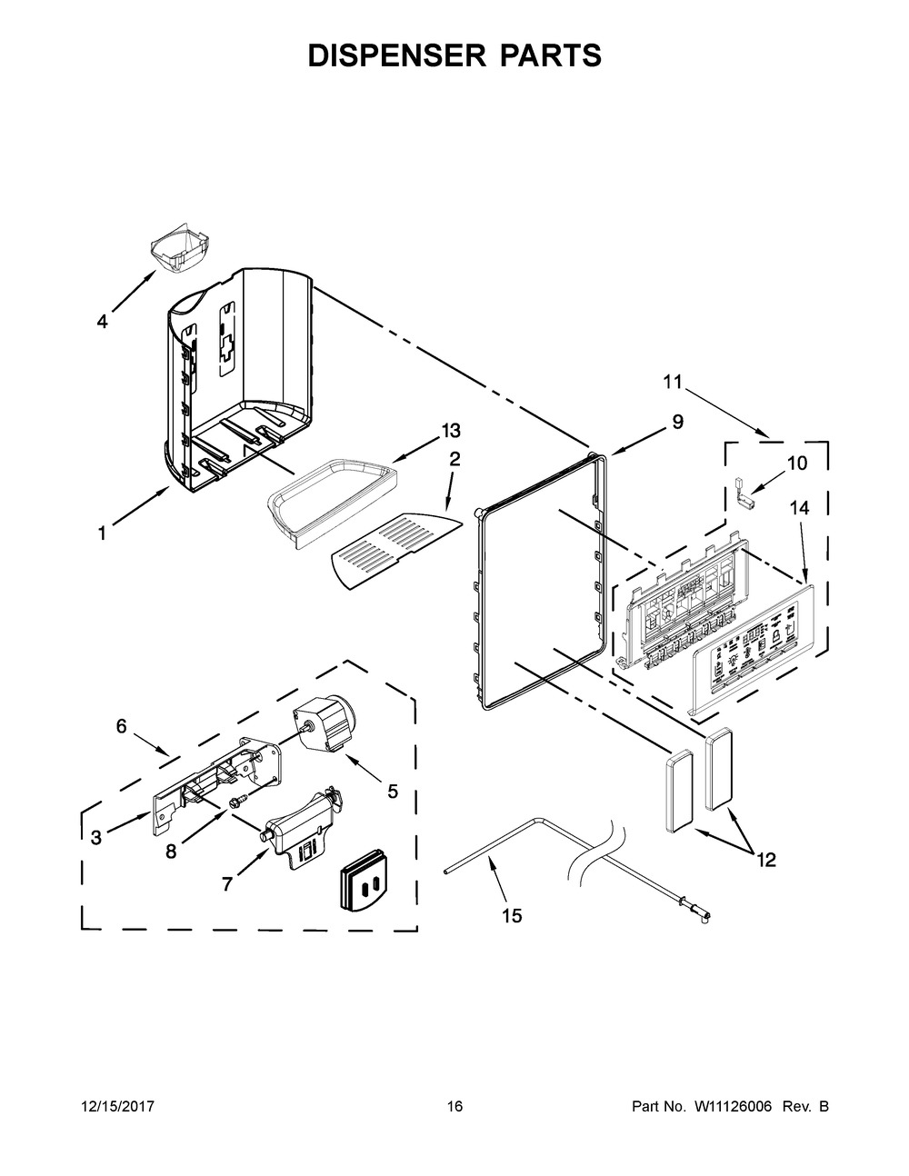 Dispenser Parts Diagram and Parts List for WRS588FIHV00  Whirlpool Refrigerator