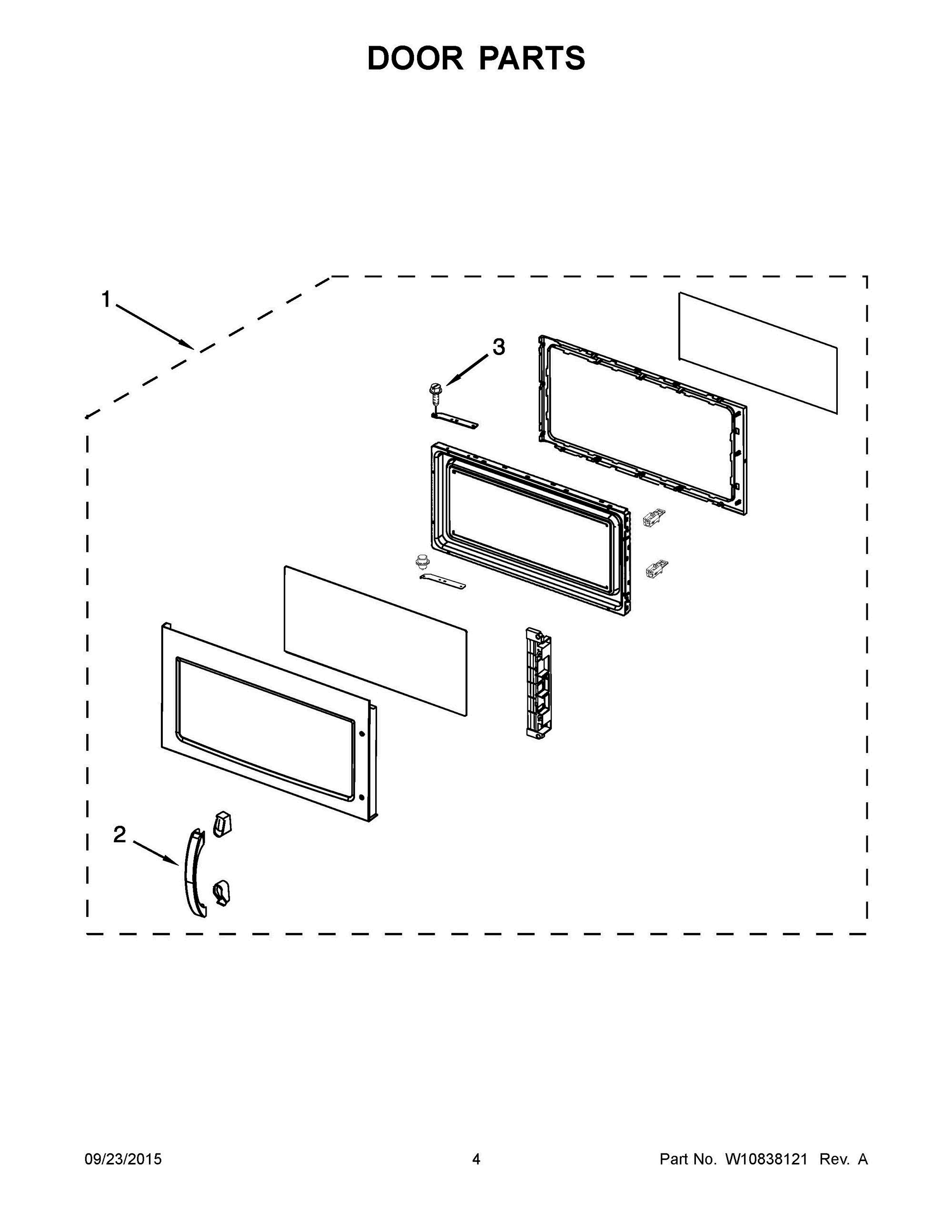03 - DOOR PARTS Diagram and Parts List for YKHMS2040BS2  Whirlpool Microwave
