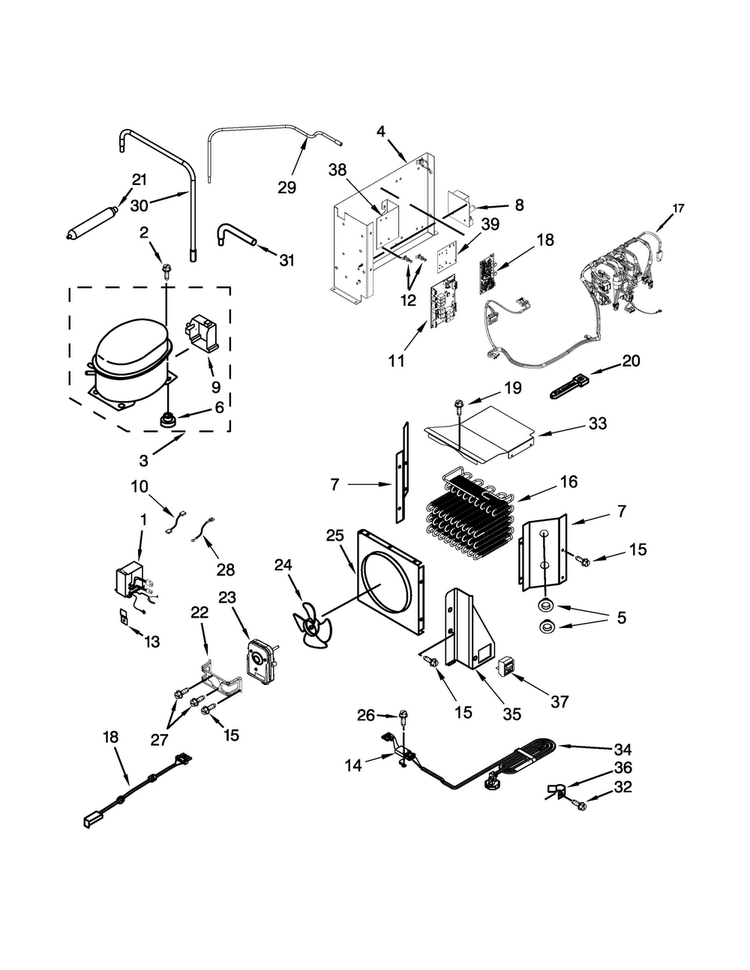 Upper Unit Parts Diagram and Parts List for KBSN608EPA00  KitchenAid Refrigerator