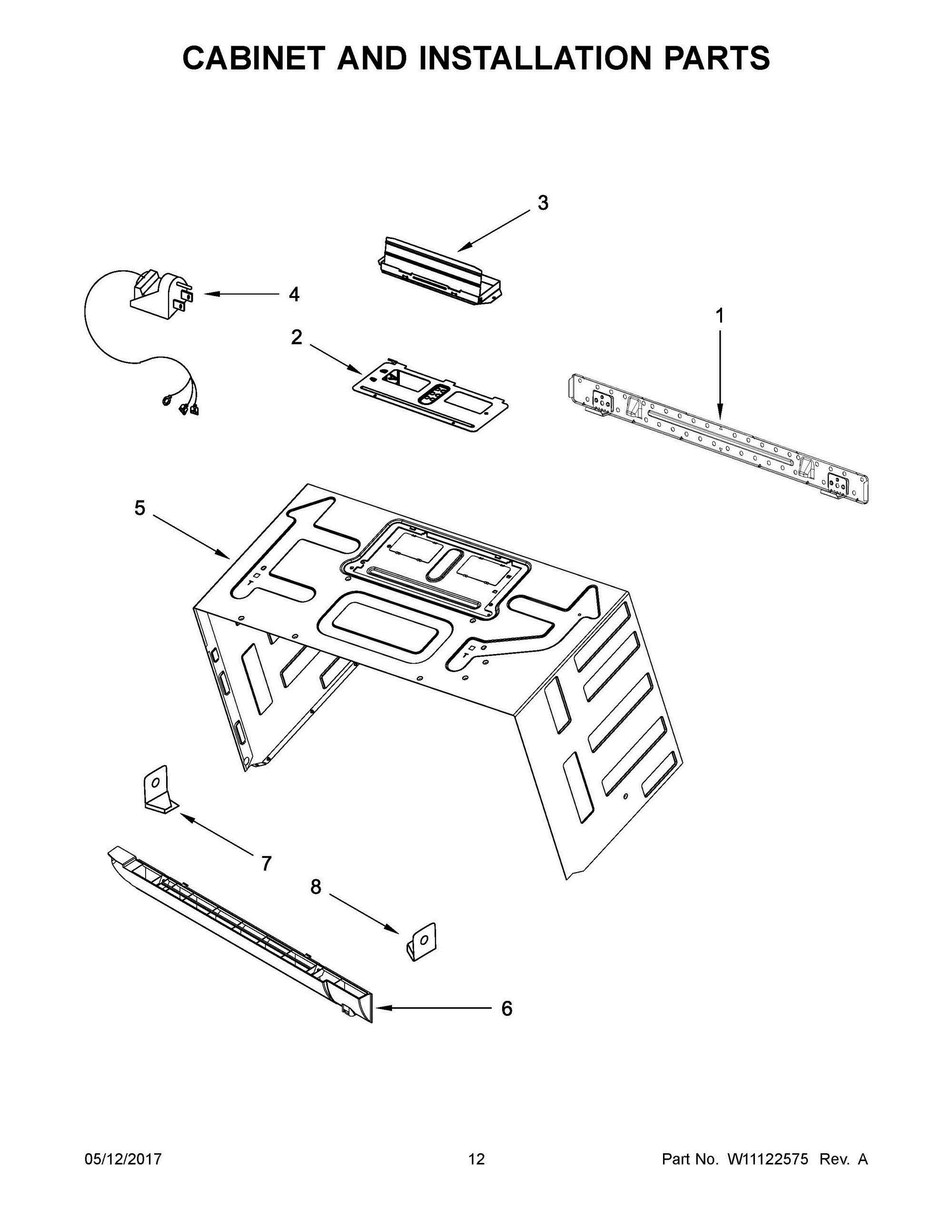 07 - CABINET AND INSTALLATION PARTS Diagram and Parts List for JMV8208CB1  Whirlpool Microwave Oven Combo