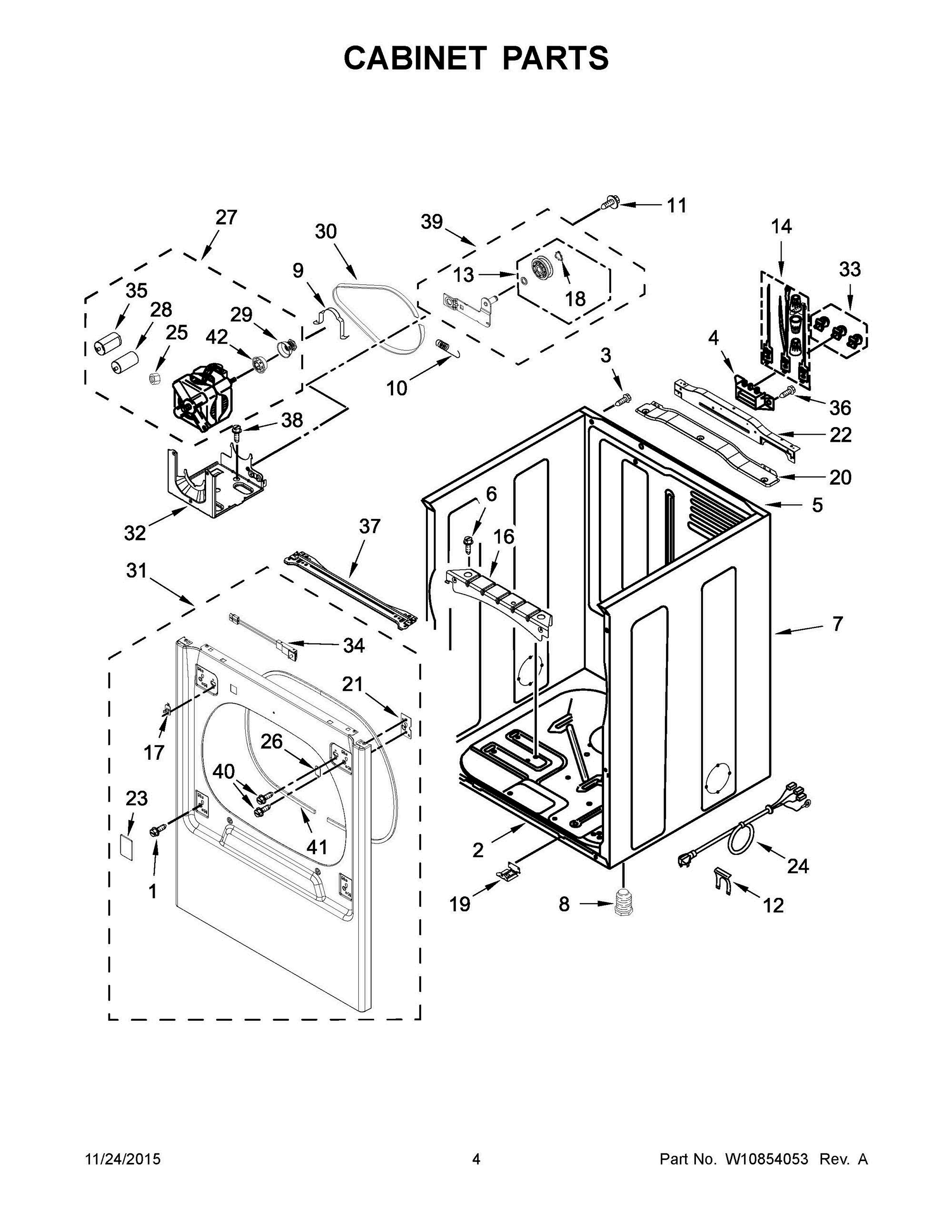 03 - CABINET PARTS Diagram and Parts List for YMEDB855DC2  Whirlpool Dryer