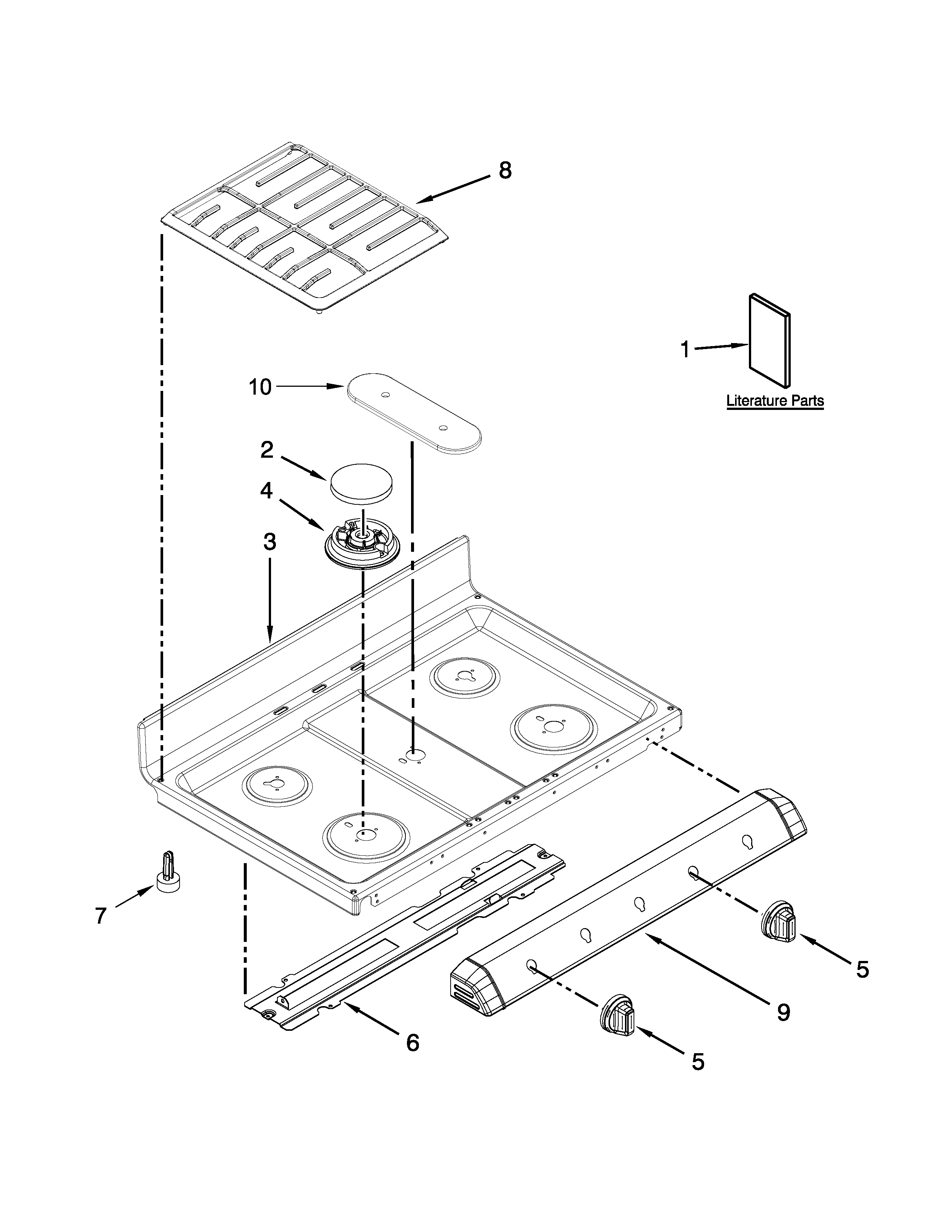 Cooktop Parts Diagram and Parts List for IGS900DS00  Whirlpool Range
