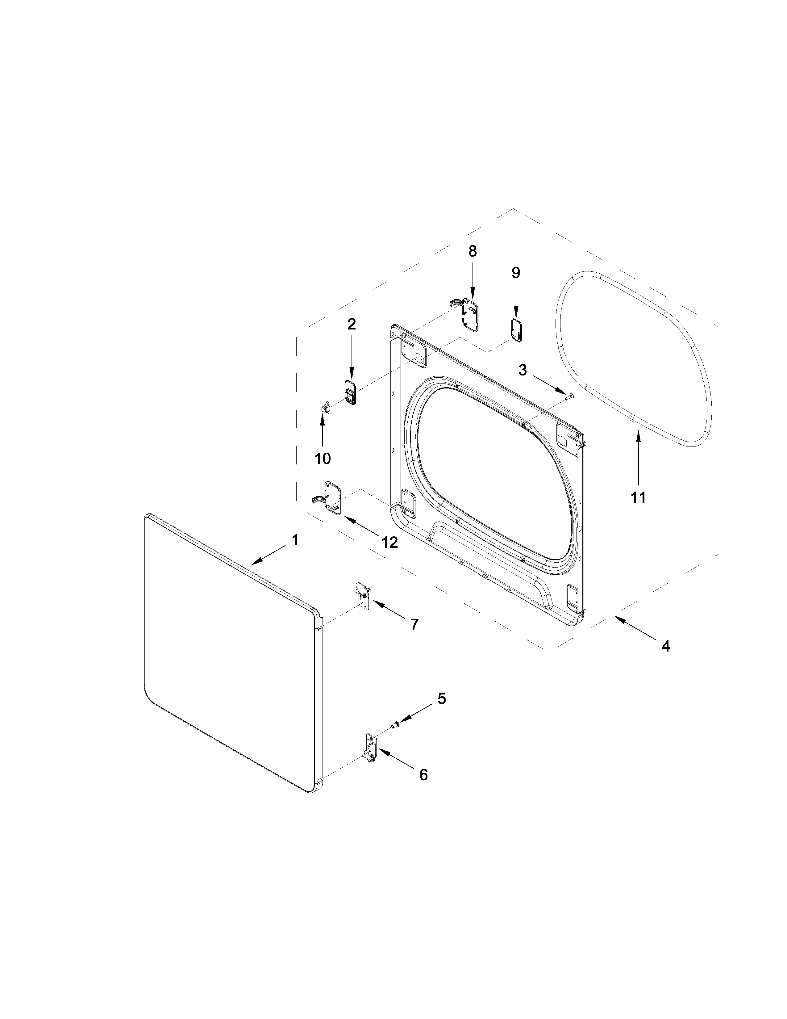 Door Parts Diagram and Parts List for 11069132413  Kenmore Dryer
